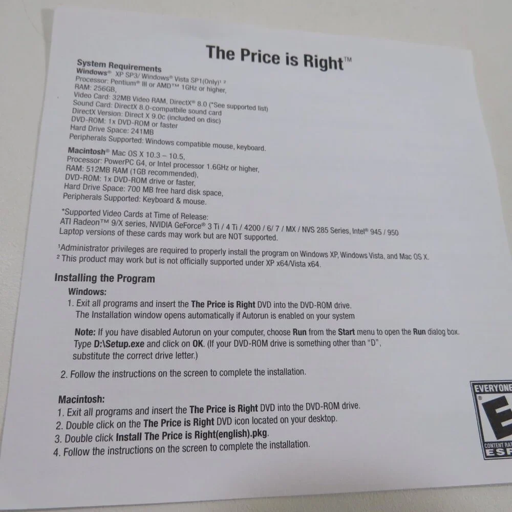 Price is Right Computer Game OUT OF DATE SOFTWARE